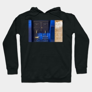 Blue wooden door with golden vintage knockers Hoodie